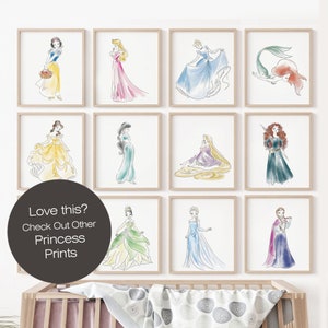 Watercolor Princesses Art Print, Girls Nursery Art, Princess Art, Belle ...