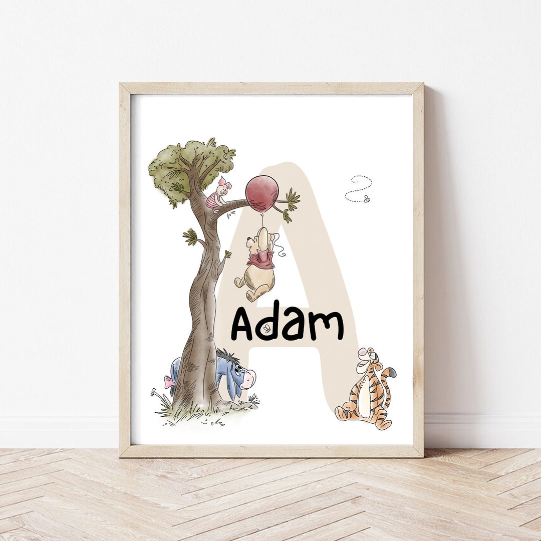 Custom Winnie the Pooh Name Art, Custom Pooh Art, Personalized Wall