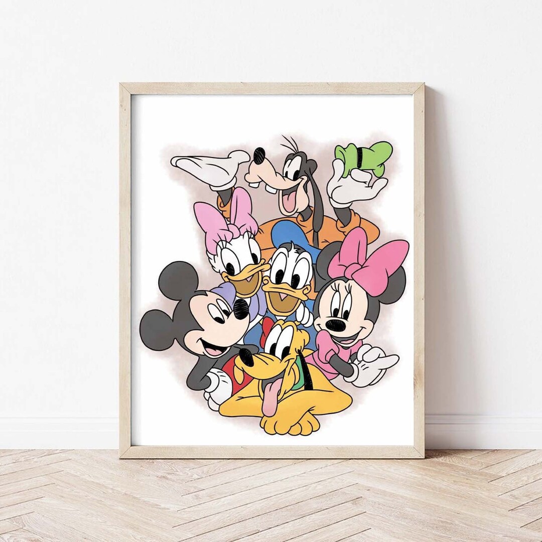Mickey Mouse and Friends Art Print, Colorful Wall Print, Mickey Mouse