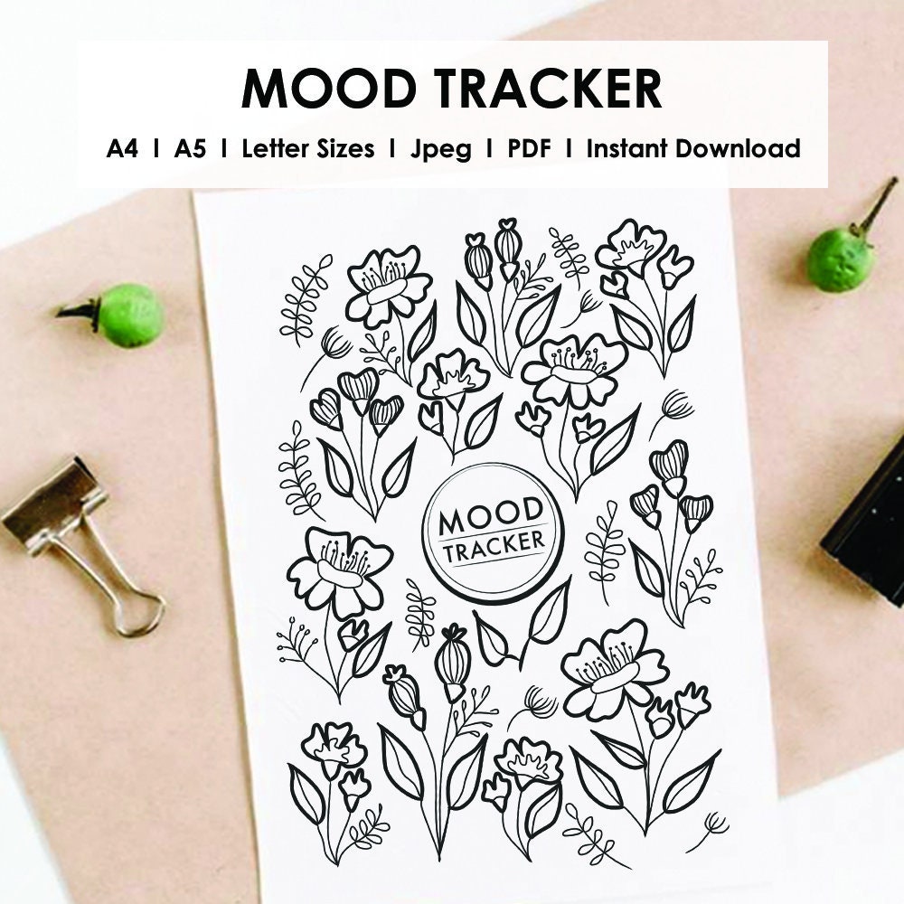 Flower Mood Tracker Printable Spring Floral Plant Bullet Etsy España
