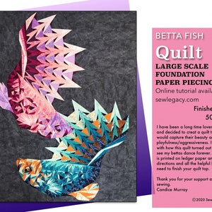 Dueling Betta Fish Quilt Pattern Foundation Paper Piecing Digital Download