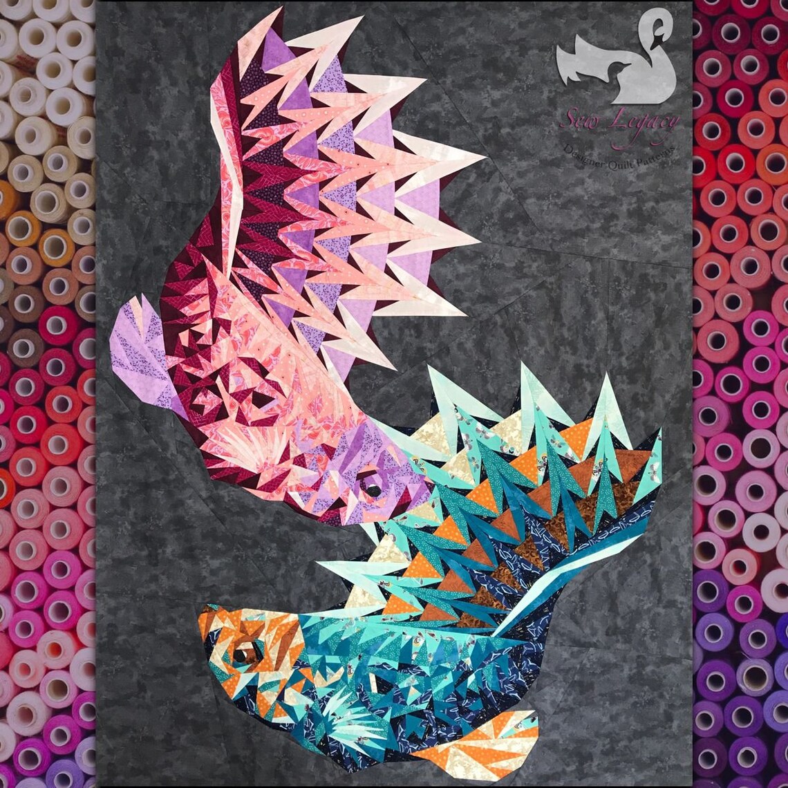Dueling Betta Fish Quilt Pattern Foundation Paper Piecing Etsy