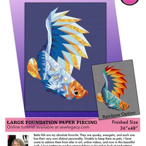 Betta Fish Quilt Pattern Foundation Paper Piecing Digital Download