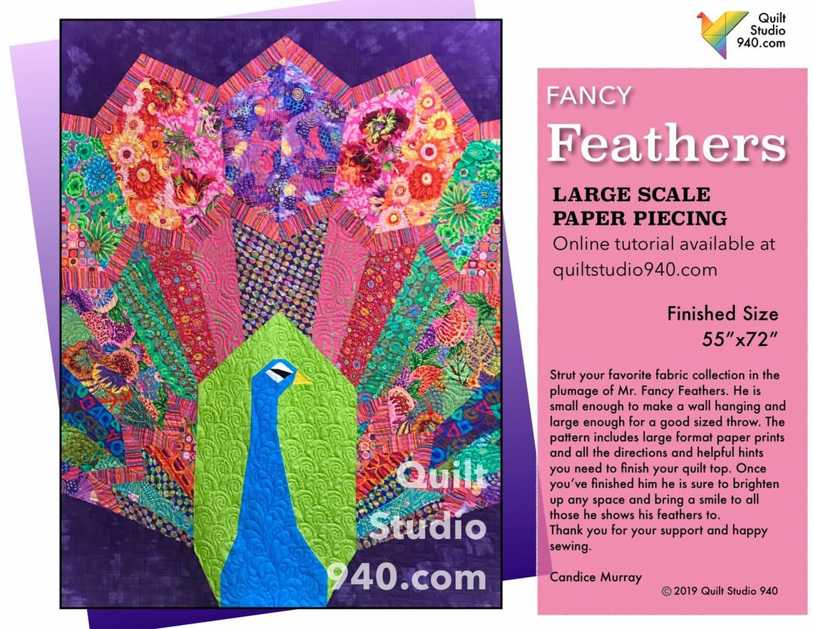Peacock Quilt Pattern Fancy Feathers Etsy