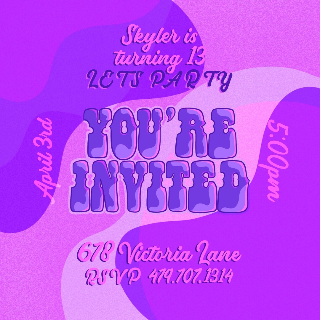 Invitation Digital File 5x5 Square Birthday Invitation Digital