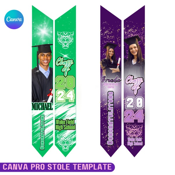 Class of 2024/editable Graduation Stole stole graduate DIY stole template class of 2024 custom Template can be edited in Canva/sublimation/