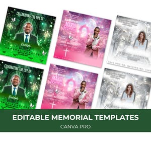 Memorial Template Bundle, Funeral Announcement Flyer, In Loving Memory Announcement Template, Funeral Invite Invitation, canva pro