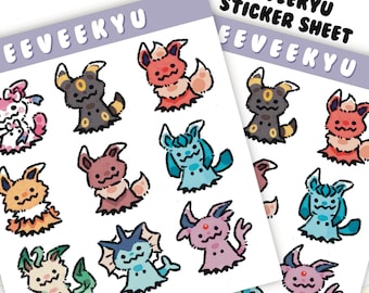 Eeveelution mimikyu sticker sheet