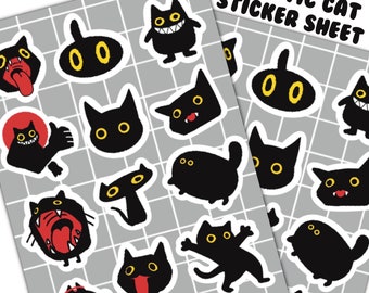 chaotic cat sticker sheet