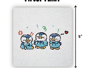 Piplup watercolour mini art print