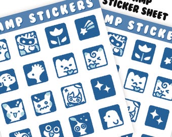 Kawaii stamp sticker sheet
