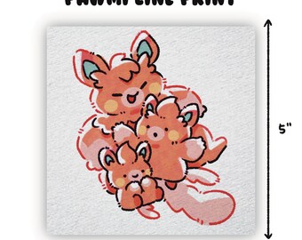 Pawmi line watercolour mini art print
