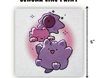 Gengar watercolour mini art print