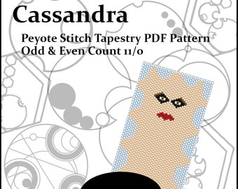 Cassandra Doctor Who Odd and Even Count Peyote, Beaded, Tapestry, Pattern beadweaving, beadwork tutorial, PDF download, Miyuki, delica