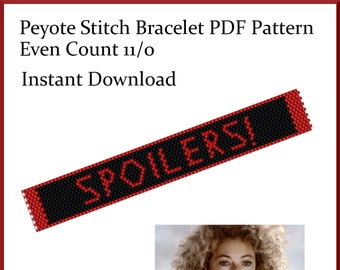 Doctor Who River Song Spoilers Even Count Peyote Stitch Beaded Bracelet Pattern - bead weaving tutorial, beaded bracelet, beadwork