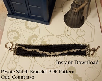 GLOW in the DARK Doctor Who Crack in the Universe Peyote Stitch Beaded Bracelet Pattern Doctor Who, beadweaving tutorial, beaded bracelet