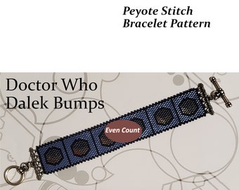 Dalek Doctor Who Even Count Peyote Stitch Beaded Bracelet Pattern - beadweaving tutorial, beaded bracelet, beadwork, TARDIS
