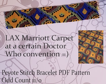 LAX Marriott Carpet Doctor Who Even Count Peyote Stitch Beaded Bracelet Pattern beadweaving tutorial, beaded bracelet, gallifrey one