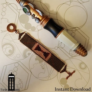 11th Doctor Odd Count Peyote Stitch Beaded Bracelet Pattern Doctor Who, Matt Smith, beadweaving tutorial, beaded bracelet, beadwork image 1