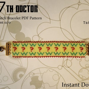 7th Doctor Odd Count Peyote Stitch Beaded Bracelet Pattern Doctor Who, Sylvester McCoy, beadweaving tutorial, beaded bracelet, beadwork image 1