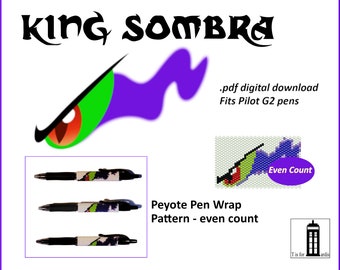 King Sombra My Little Pony Pen Wrap for Pilot G2 Pen pdf. pattern even count peyote stitch size 11 Delica