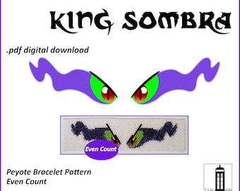 King Sombra My Little Pony Bracelet for Pilot G2 Pen pdf. pattern even count peyote stitch size 11 Delica