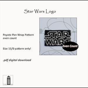 Star Wars logo Pen Wrap for Pilot G2 Pen pdf. pattern size 15 delica or seed bead even count peyote stitch