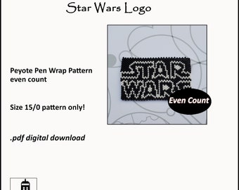 Star Wars logo Pen Wrap for Pilot G2 Pen pdf. pattern size 15 delica or seed bead even count peyote stitch