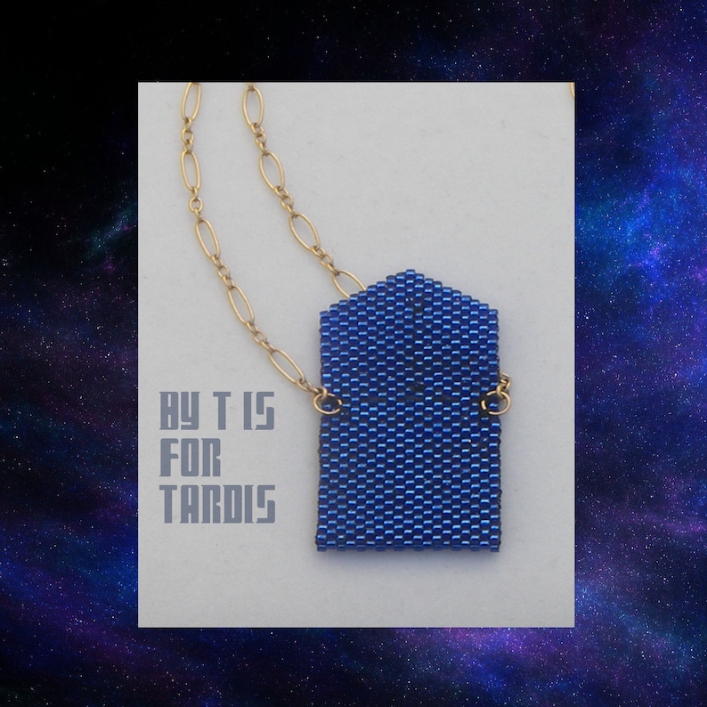 11th Doctor Tardis Blue Envelope Necklace Pattern Doctor Who, 11th Doctor, Matt Smith, beadweaving tutorial, beaded necklace, beadwork image 4