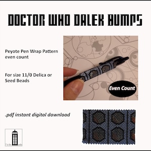 Pochette de stylo Doctor Who Dalek pour stylo Pilot G2 pdf. Taille de motif 11 Delica ou perles de rocaille, même nombre de points peyotl DIY