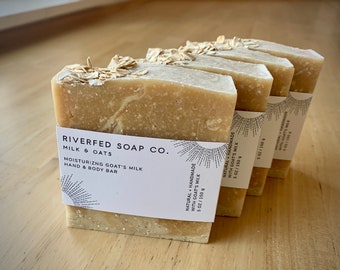 Goat’s milk soap- Milk & Oats- all natural- unscented- no synthetic dyes or fragrances- palm free- gift box available