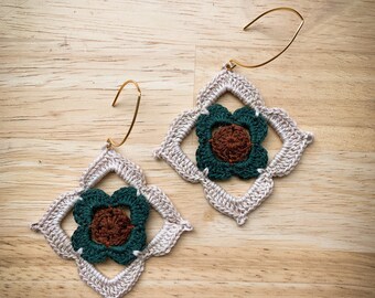 Ancient tiles earrings- ivory, evergreen, & cedar