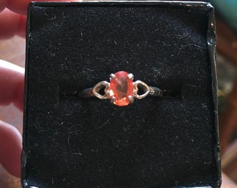 Orange Sapphire Ring in Sterling Silver