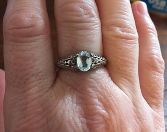 Aquamarine Ring in Sterling Silver
