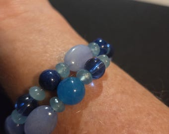Colors of Blue Memory Wire Bracelet