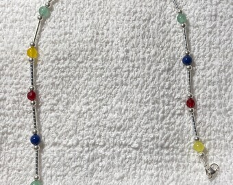 Sterling Silver and Stone Anklet