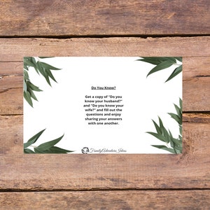 Stay at Home Date Idea Cards - Foliage Theme - 27 Ideas