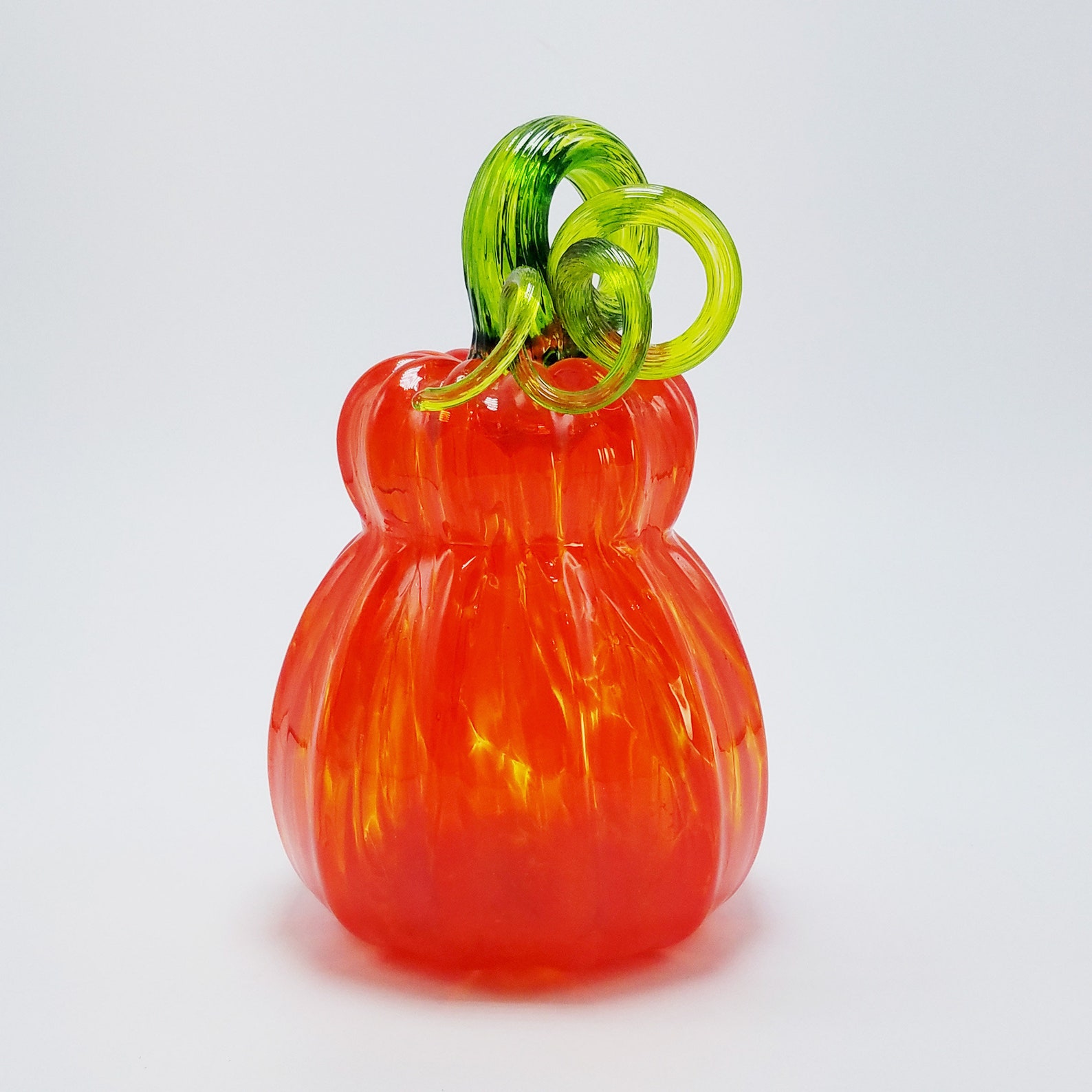 7 Tall blown glass squash handmade kiln worked. Orange Etsy
