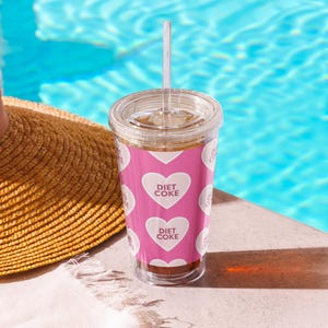 Gobelet à coke light rose : plastique acrylique isolé, réutilisable 16 oz