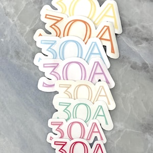 30A Stickers | Cute Gift for the 30A Florida Lover | Feminine & Cute 30A Florida Stickers | Colorful 30A Stickers | Gift Ideas for Friends