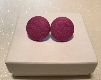 Light Purple Fabric Button Earrings, Stud Earrings, Nickel Free Earrings, 3/4" Earrings, Creative Earrings