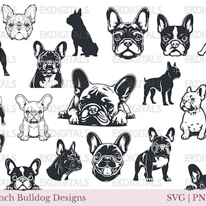 Franse Bulldog Bundel | Logo-vinylstencil | Frenchie clipart afdrukken | Cricut Cutting-bestanden, Silhouette Cameo | Svg, Png, JPEG