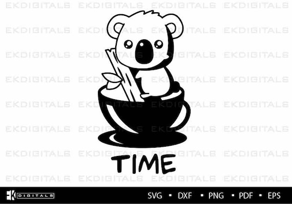 Download Free Koala Tea Time Vinyl Logo Decal Stencil Clipart Printable Etsy SVG Cut Files