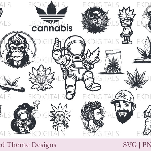 Cannabis Bundle | Logo Vinyl Stencil | Weed Clipart Print | Cricut Cutting files, Silhouette Cameo | Svg, Png, Jpeg | High Res