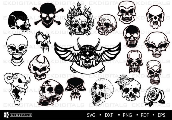 skulls bundle logo vinyl stencil skeleton print cricut etsy