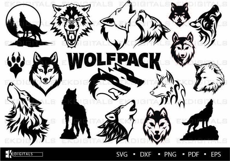 Download Wolf Pack Bundle Logo Vinyl Stencil Wolfhead Graphics | Etsy