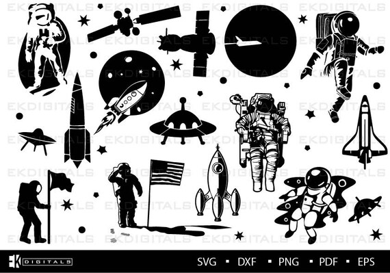 Astronaut Bundle Logo Vinyl Stencil Space Clipart Print | Etsy
