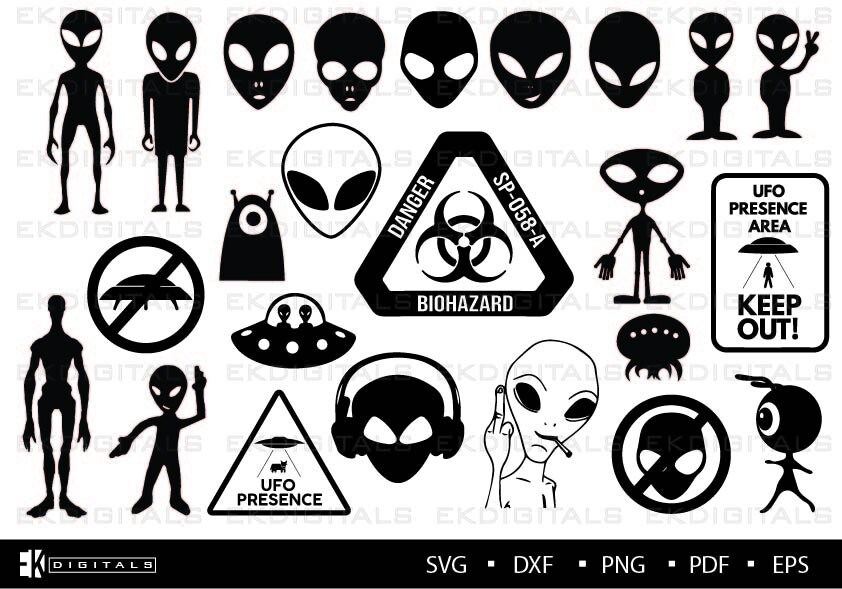 Aliens UFO Bundle Vinyl Logo Decal Stencil Clipart Etsy