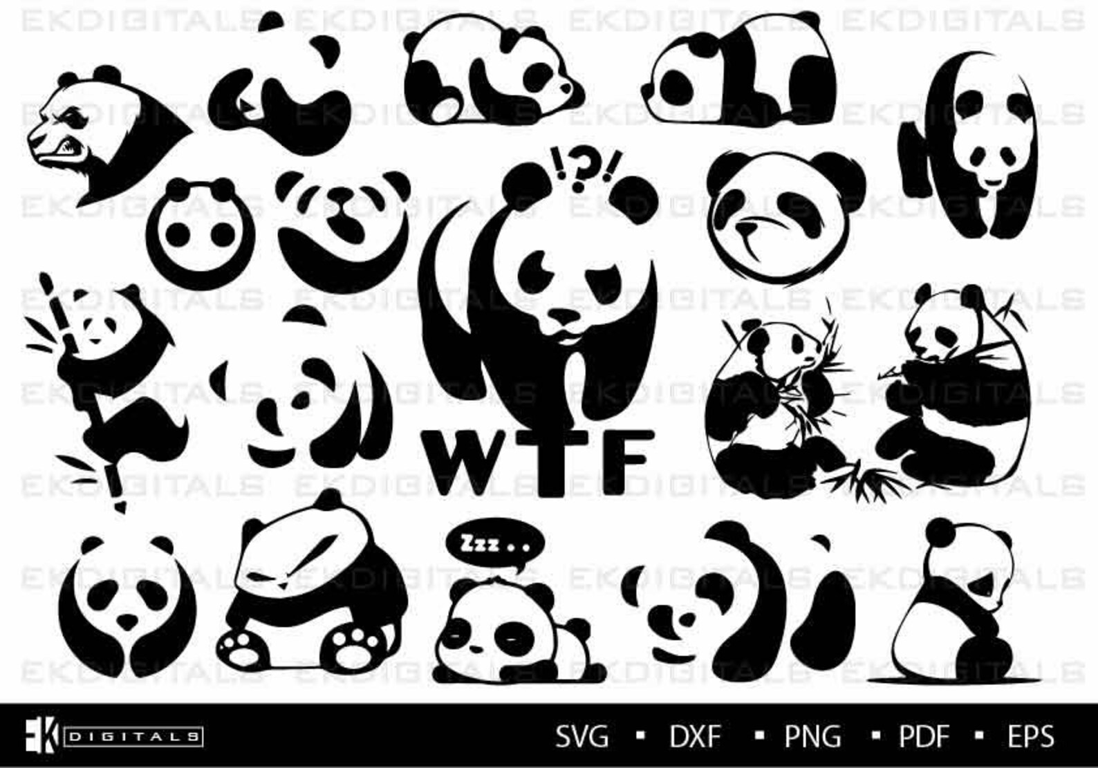Panda Bears Cutest Bundle Vinyl Logo Decal Stencil Clipart Etsy