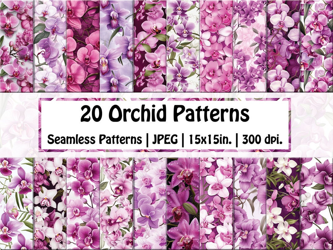 Orchid SEAMLESS Patterns | Tropical Flower Digital Paper | Exotic Bloom ...